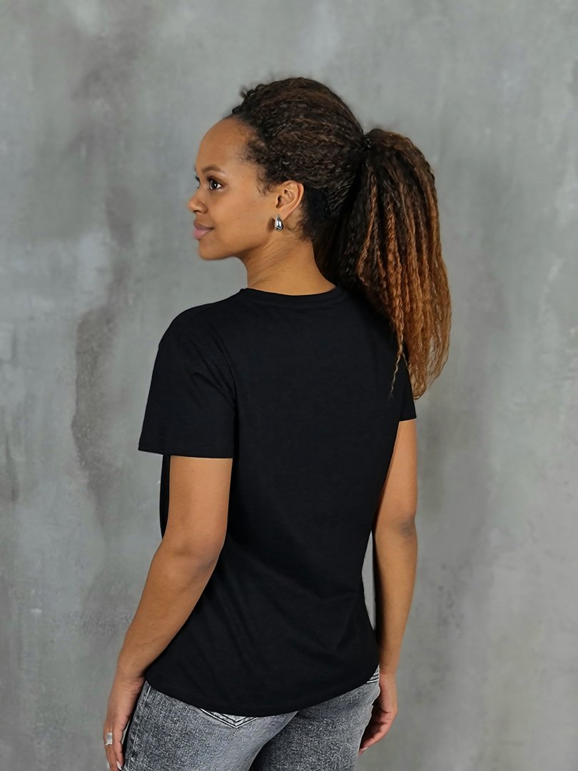 Футболка Miss Kiss с принтом розовой бабочки черная, фотография №3