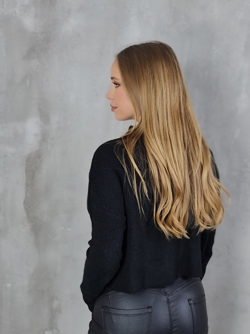 Джемпер SevenDay с широким воротом и металлическим напылением чёрный, фотография №3