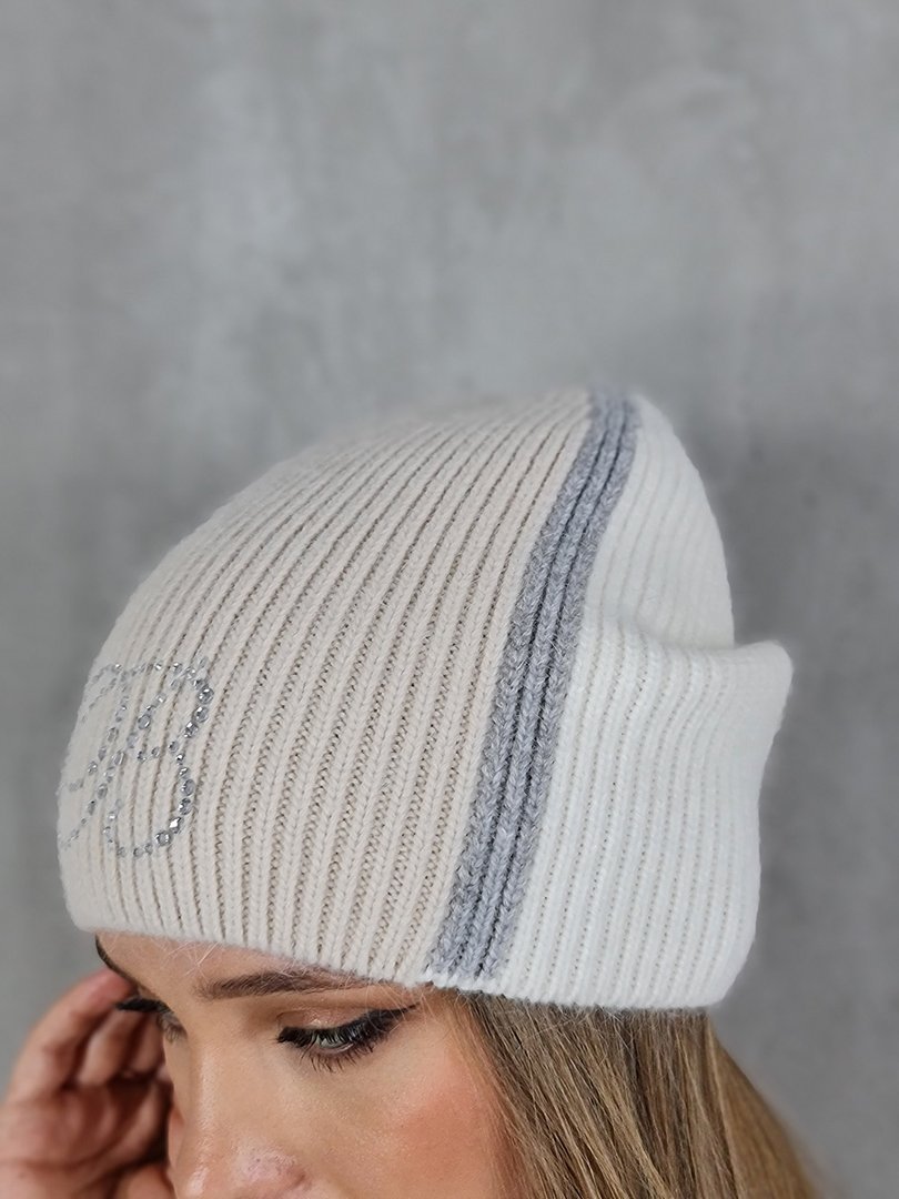 Шапка Blanca с полосками кремовая , фотография №2