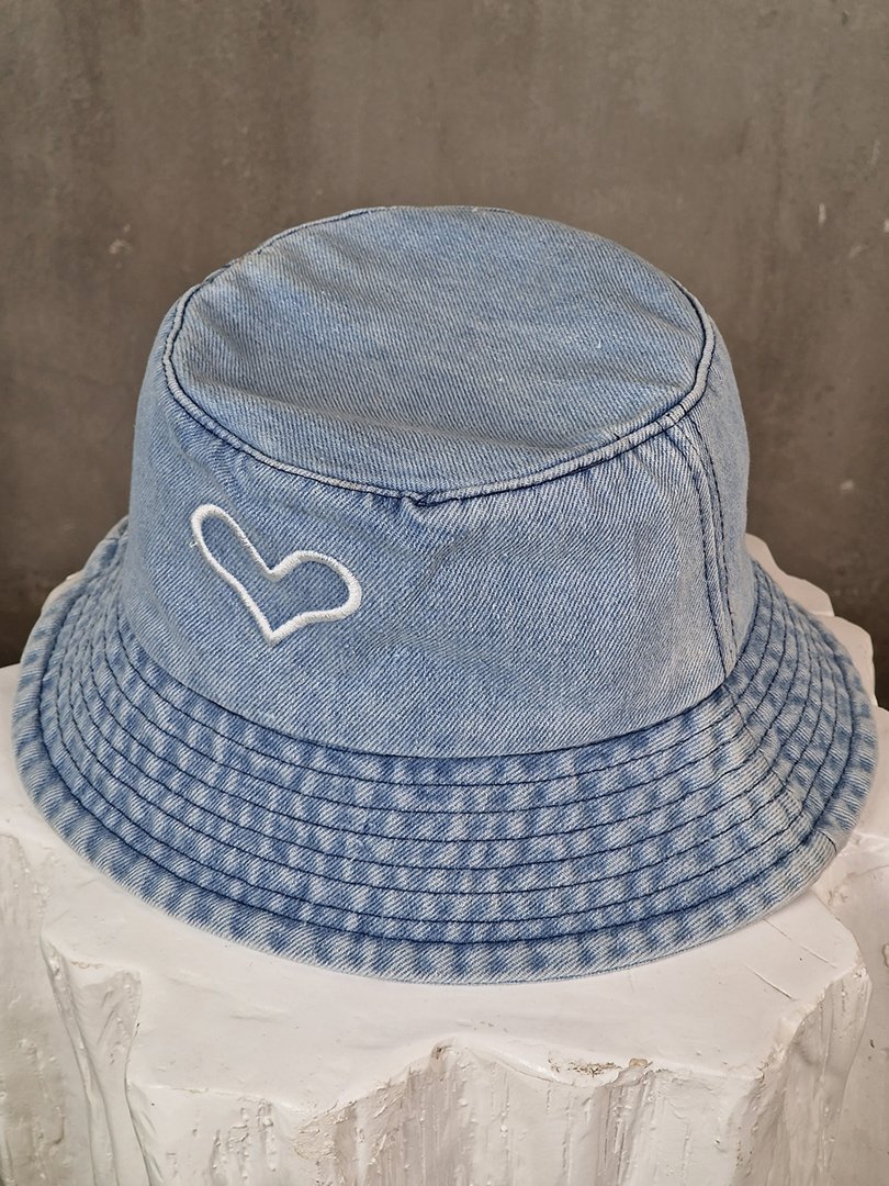 Панама MODA джинсовая с сердечком голубая, фотография №3