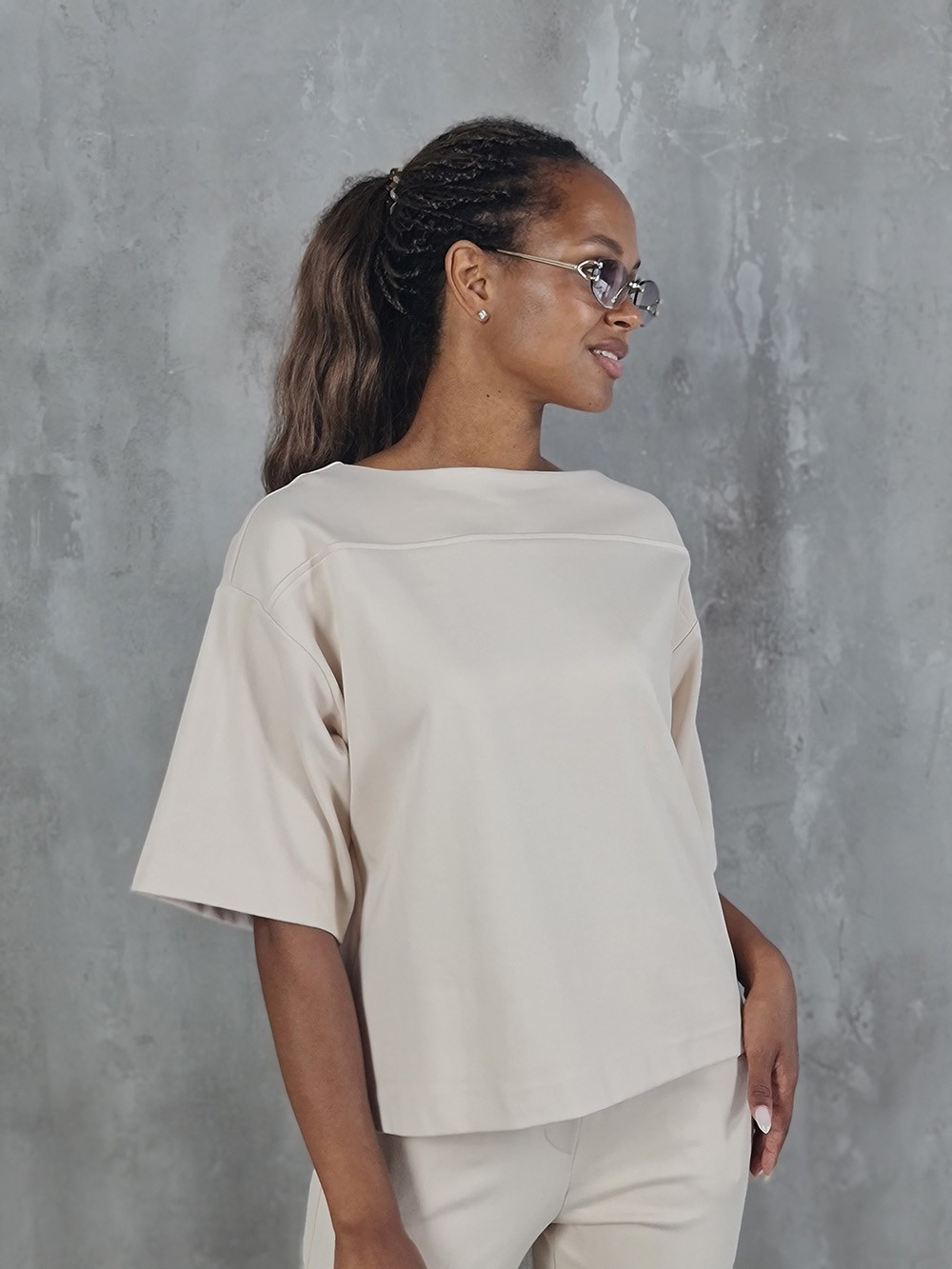 Костюм Imperial джемпер брюки на резинке бежевый, фотография №4