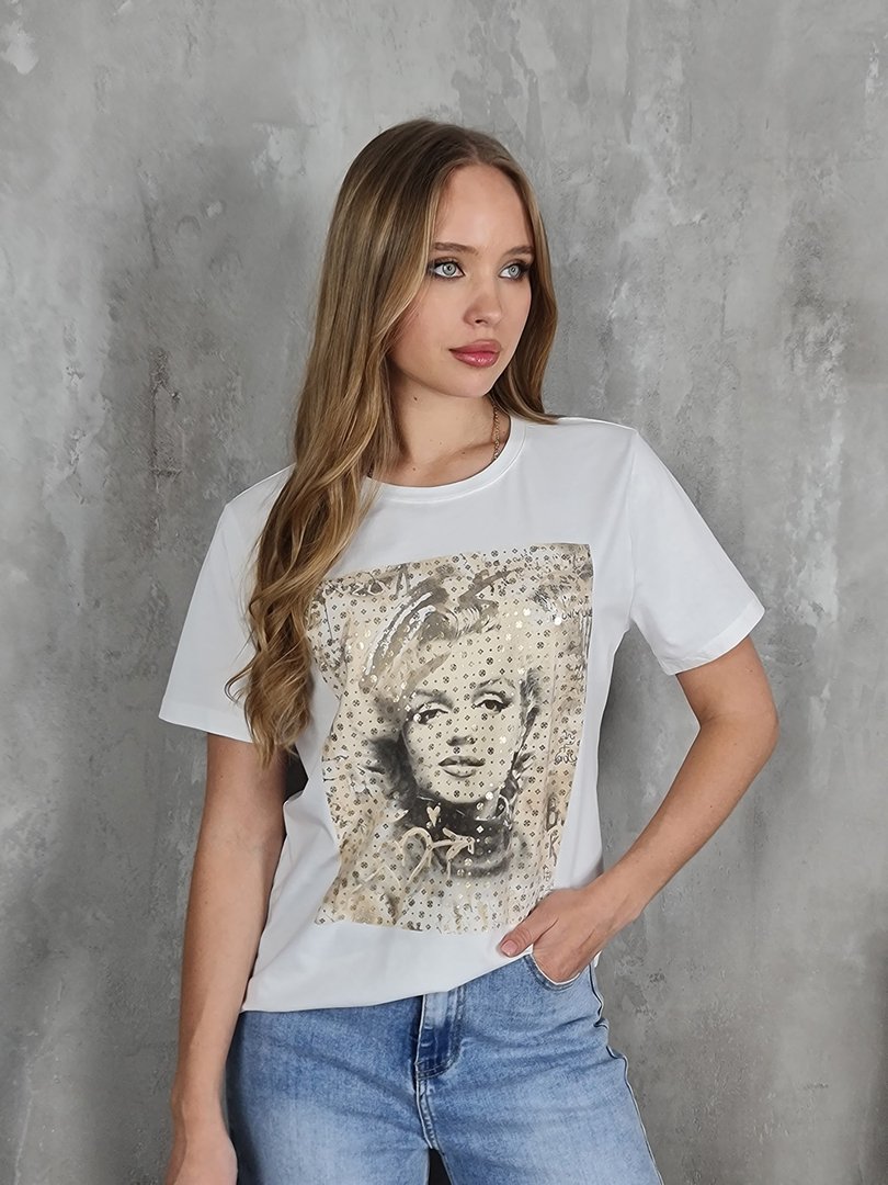 Футболка Y.Two с песочной монро белая, фотография №1