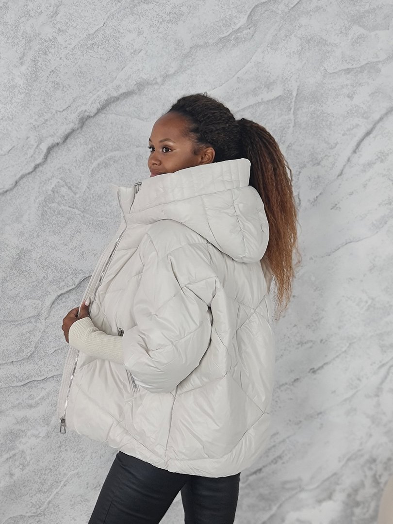 Куртка Monte Cervino с трикотажными рукавами в большой ромбик белая, фотография №2