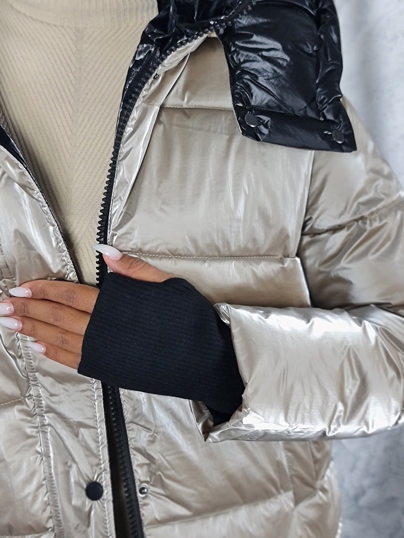 Куртка Monte Cervino с черным капюшоном золотая, фотография №3