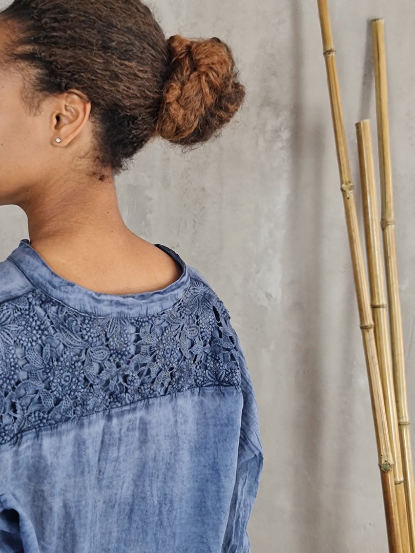 Рубашка STAR с кружевом на спине синяя, фотография №5