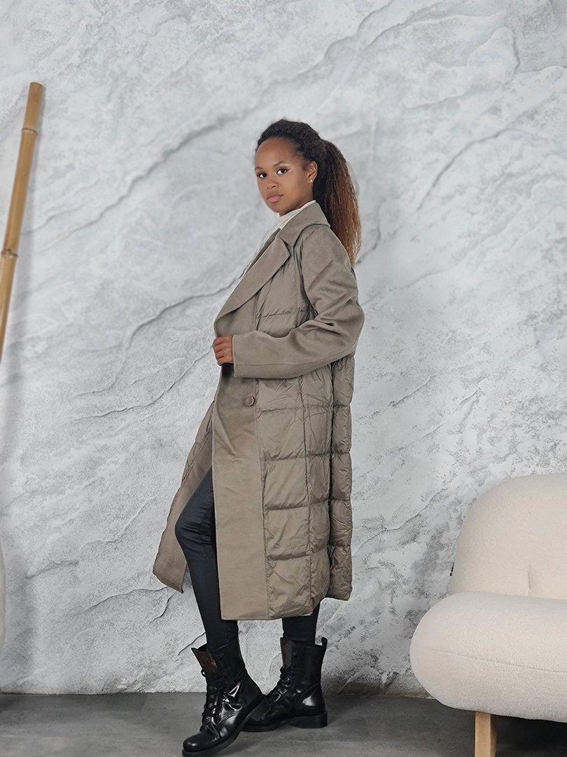 Пальто Lara комбинированное мокко, фотография №3