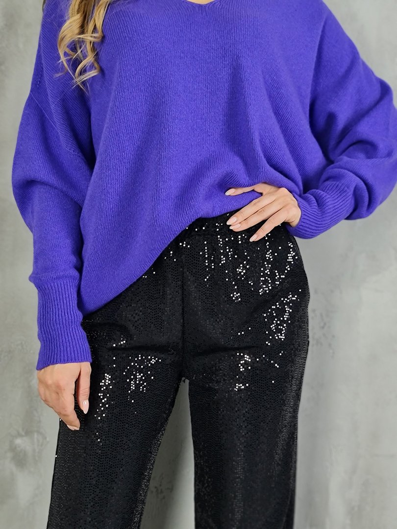 Брюки-джоггеры MIHO'S c блестящим покрытием  БЕЗ завязок чёрные, фотография №4