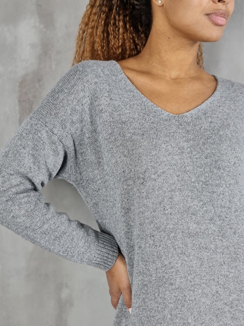 Платье Cashmere Blend макси вязаное серое , фотография №3