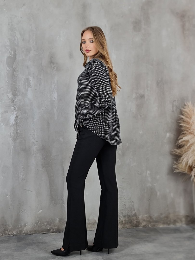 Рубашка Imperial в белый мелкий горошек черная , фотография №3