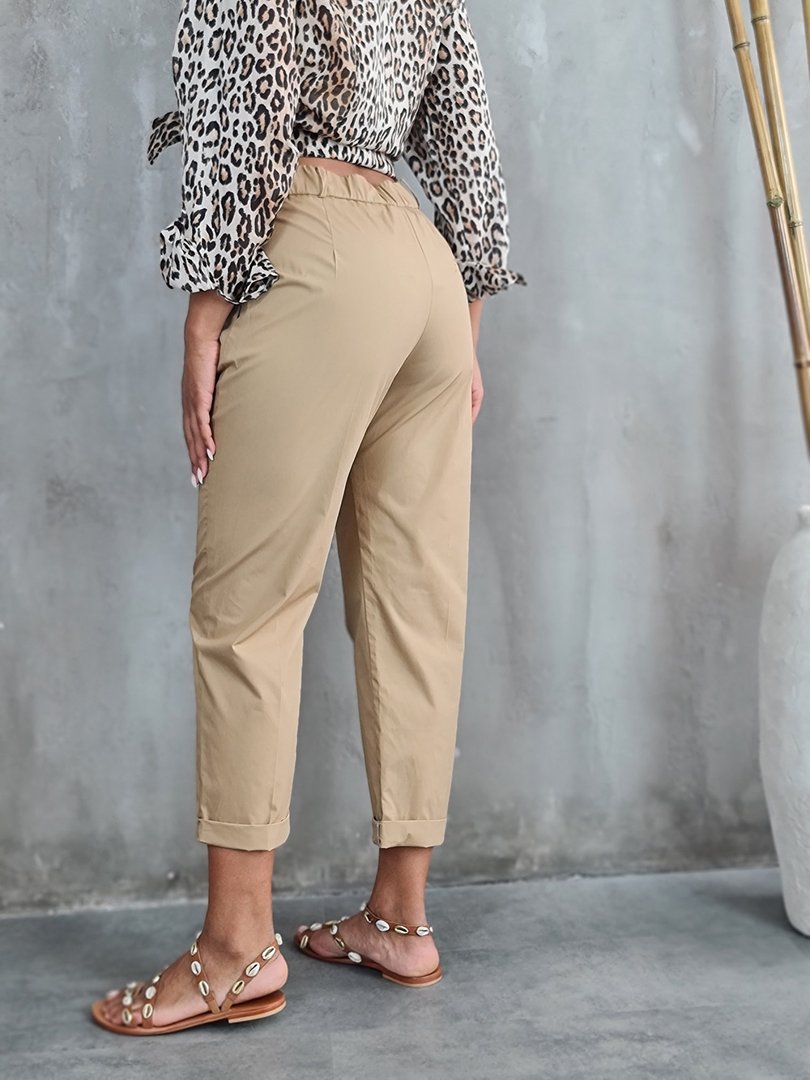 Брюки Imperial классик на резинке сзади, с подворотами бежевые, фотография №4