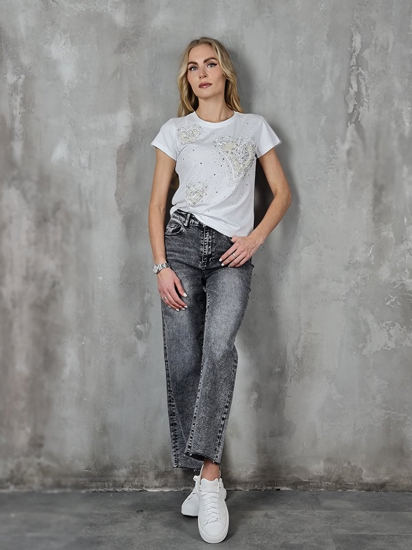 Джинсы Joleen прямые с необработанным нижним краем тёмно-серые, фотография №3