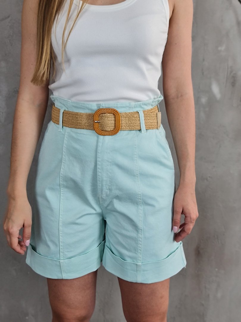 Шорты Please с ремешком плетенкой ментол , фотография №3