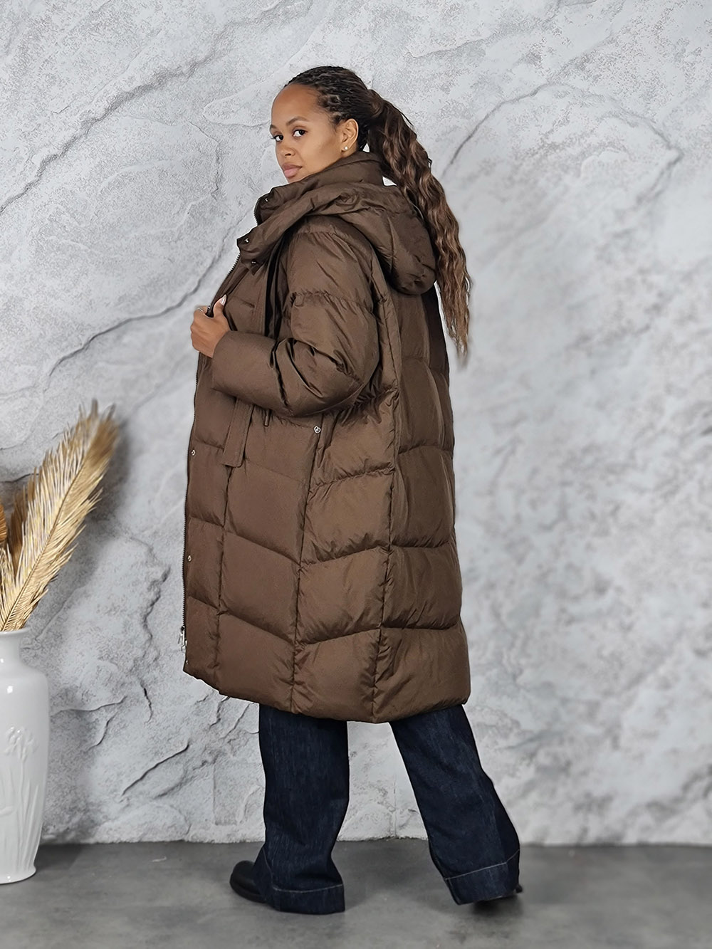 Пуховик Please длинный шоколад, фотография №4