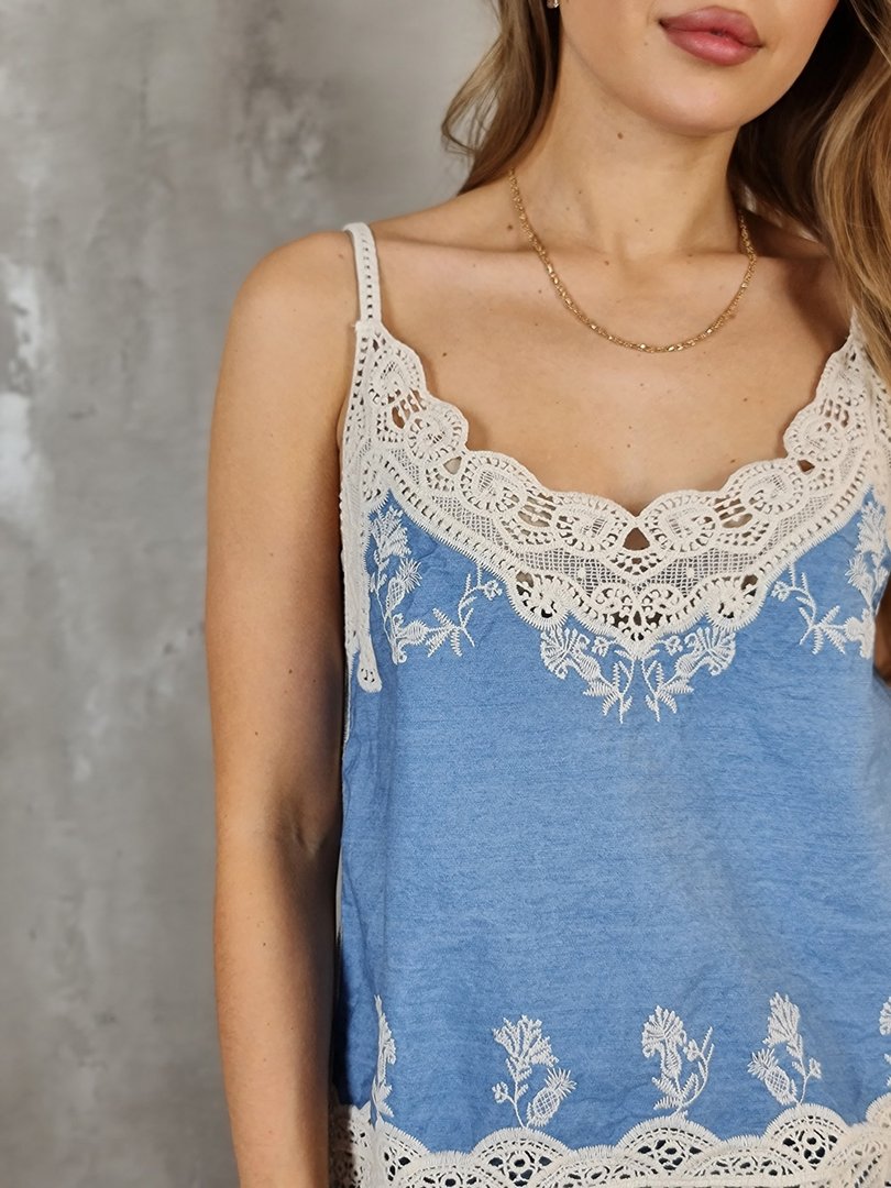 Топ S.Woman с кружевом голубой, фотография №5