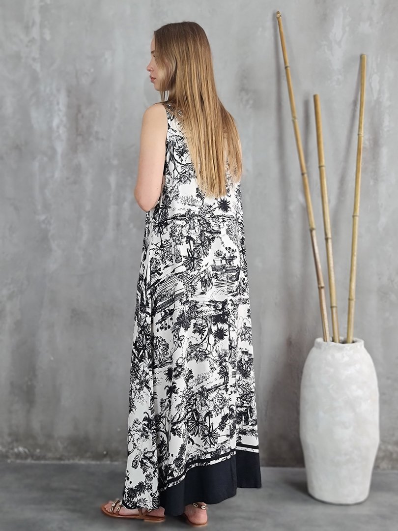 Платье MIHO'S черный принт диор молочное, фотография №2