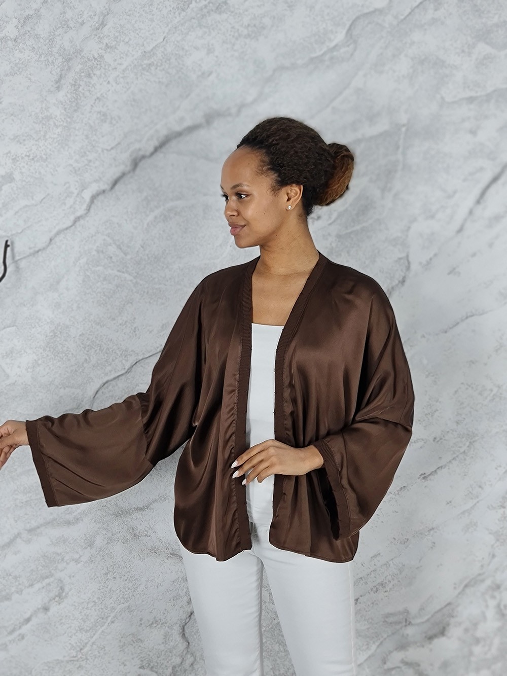 Кардиган Atelier Emi шелковистая вискоза шоколадный, фотография №2