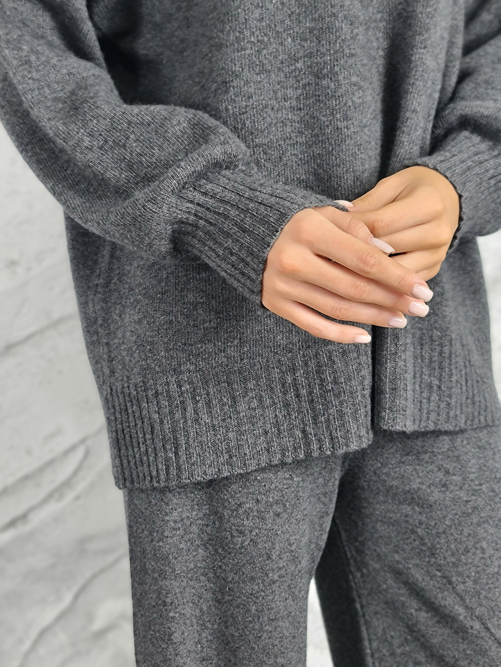 Костюм Clothé трикотажный джемпер и широкие брюки серый, фотография №4
