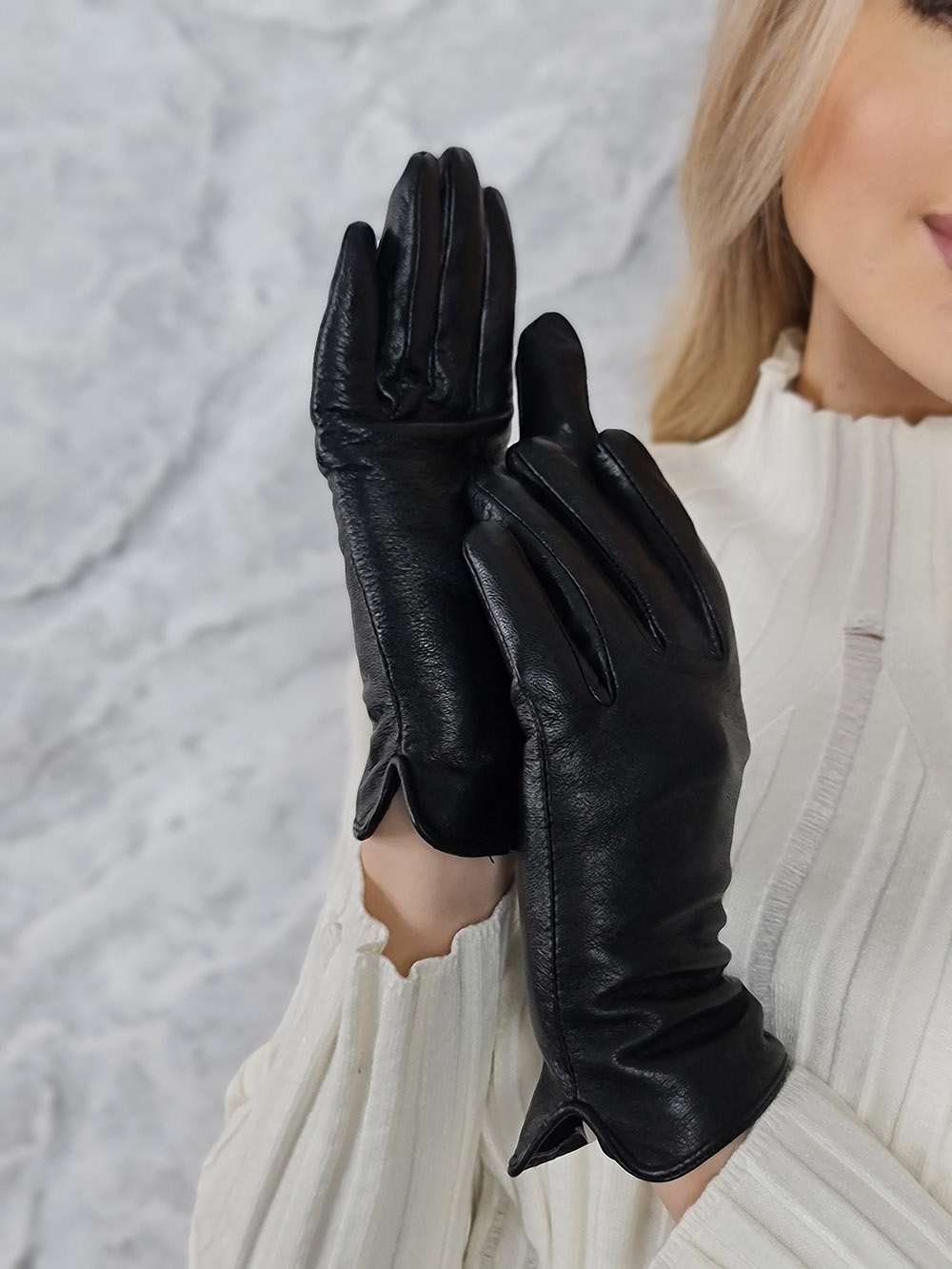 Перчатки Studio Fashion натуральная кожа черные, фотография №2