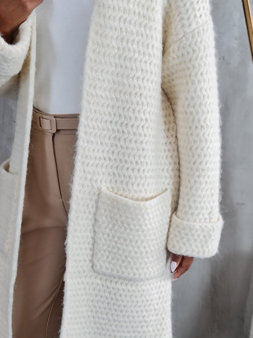 Кардиган Lara удлиненный вязаный молочный, фотография №4