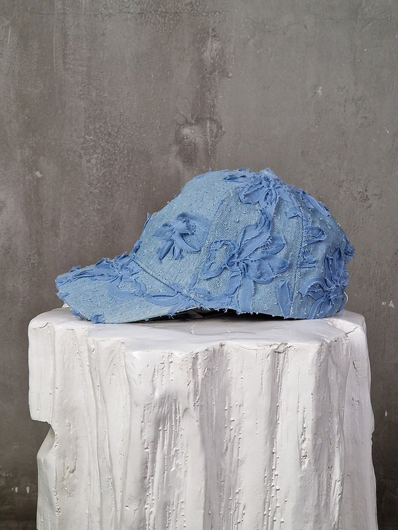 Кепка Mm.Sweet с цветочками голубая , фотография №3