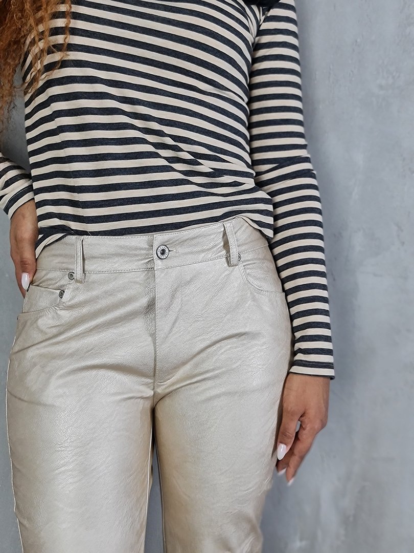 Брюки Please экокожа бежевые, фотография №3