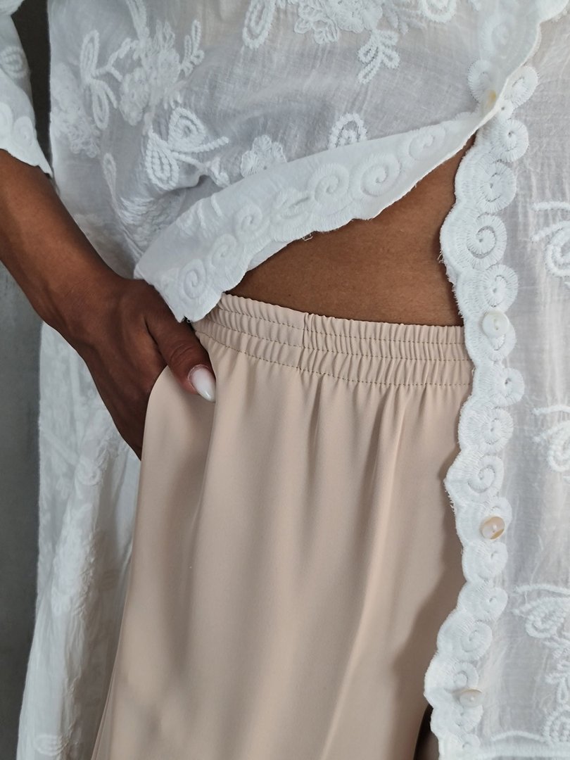 Кардиган li.fe style удлиненный с кружевными вставками белый, фотография №6