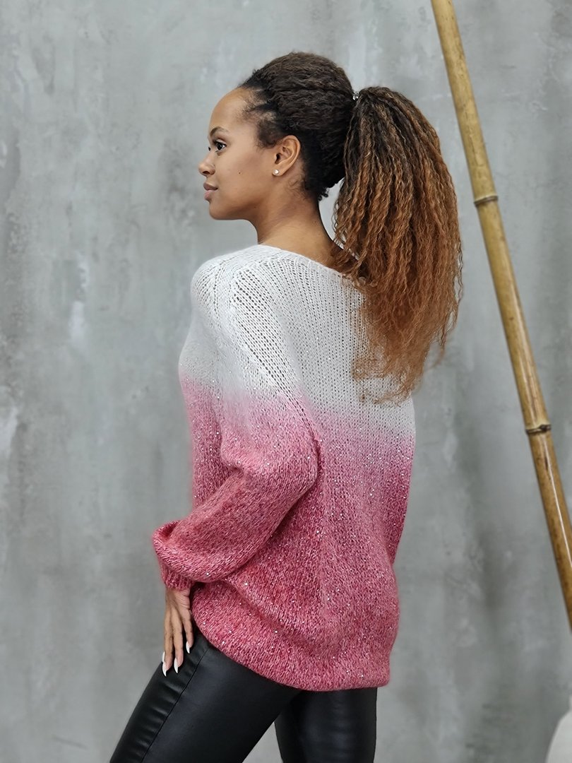 Джемпер Vicolo вязаный с градиентом и пайетками белый, фотография №3