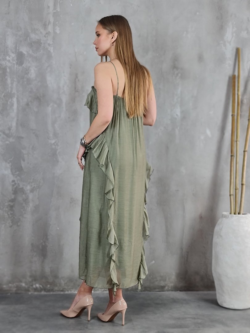 Платье CLOTHÉ с рюшами хаки, фотография №2