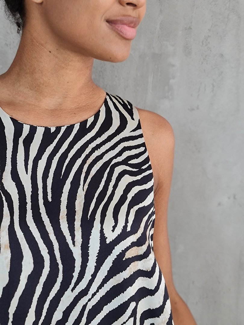 Платье STAR в полоску на резинке на спине черно-белое, фотография №3