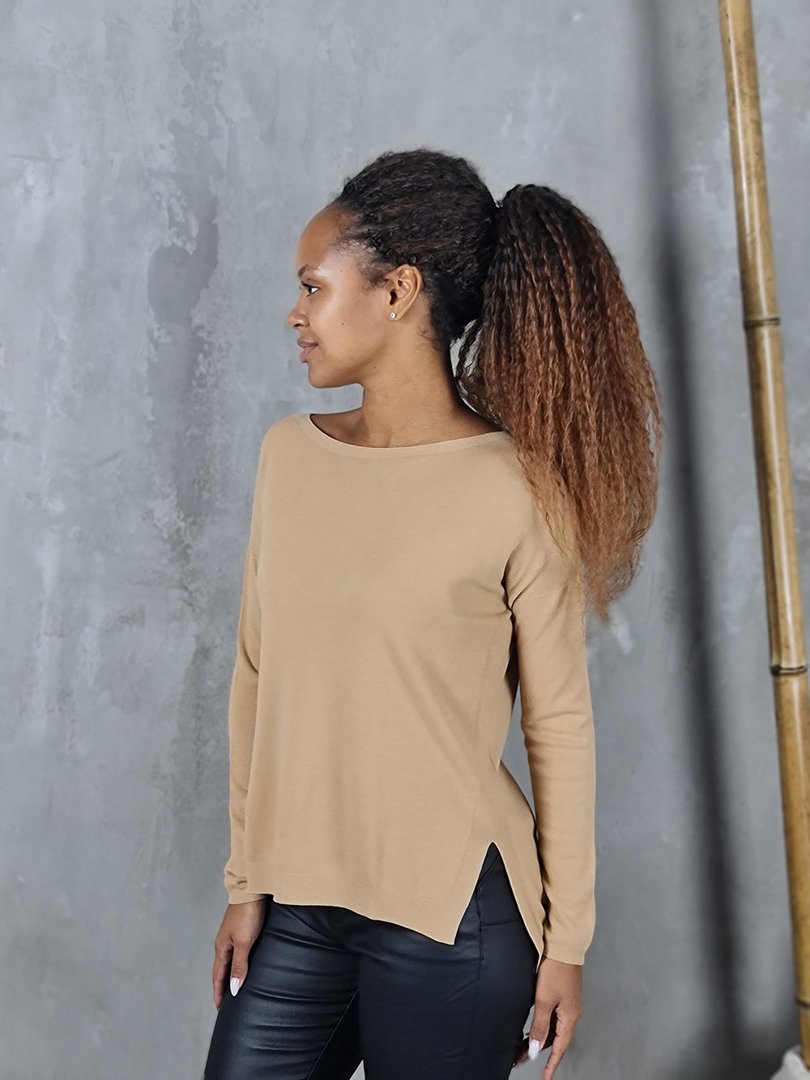 Джемпер Kontatto с вырезами по бокам бежевый, фотография №2