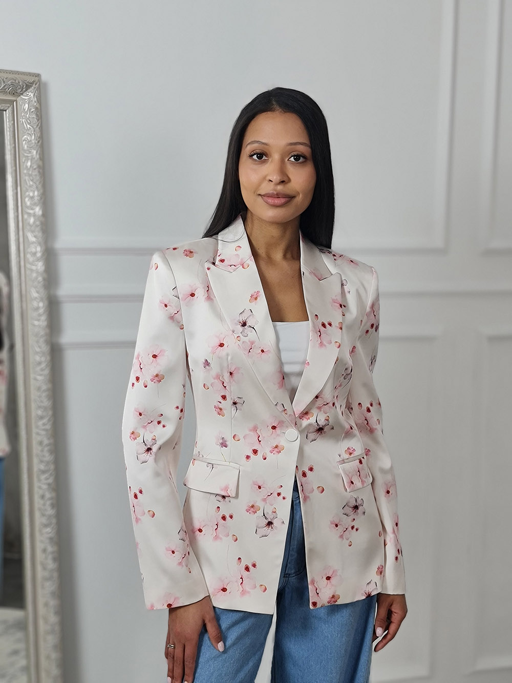 Пиджак Imperial с принтом "цветы" молочный, фотография №1