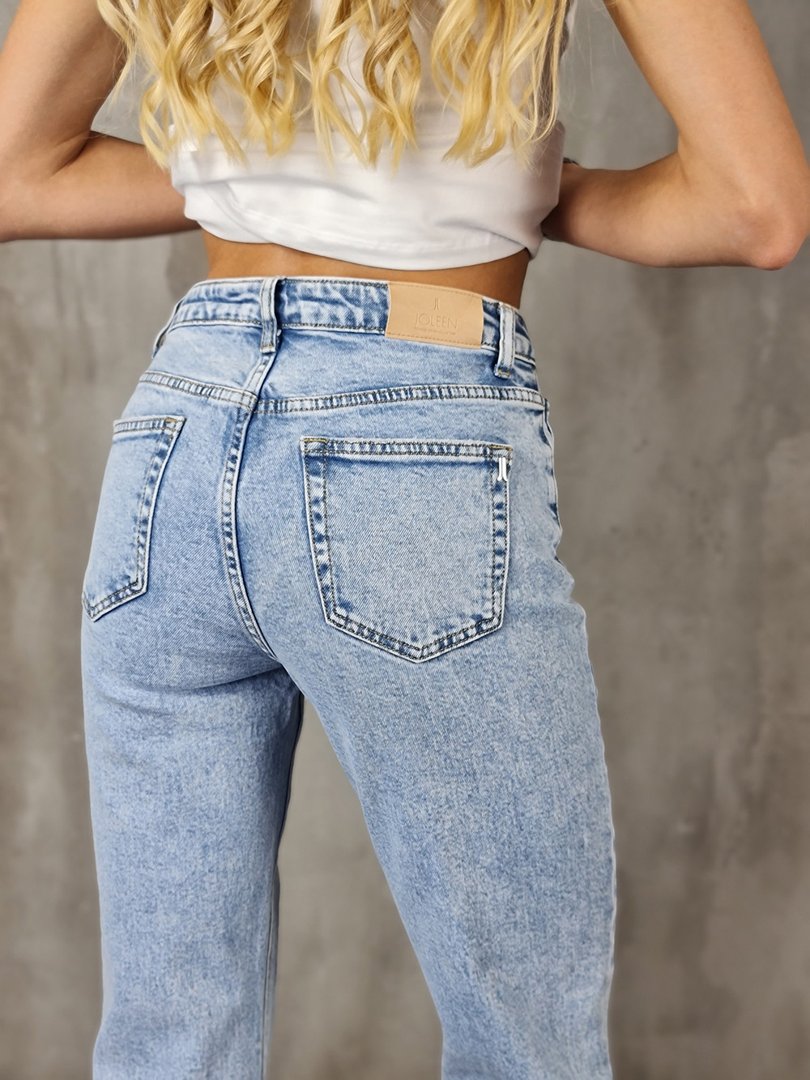 Джинсы Joleen прямые с необработанным нижним краем голубые, фотография №6