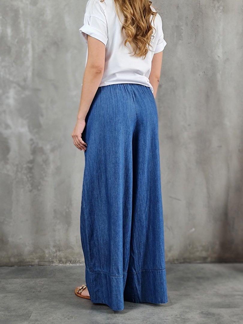 Брюки MIHO'S свободные джинсовые на резинке синие, фотография №3