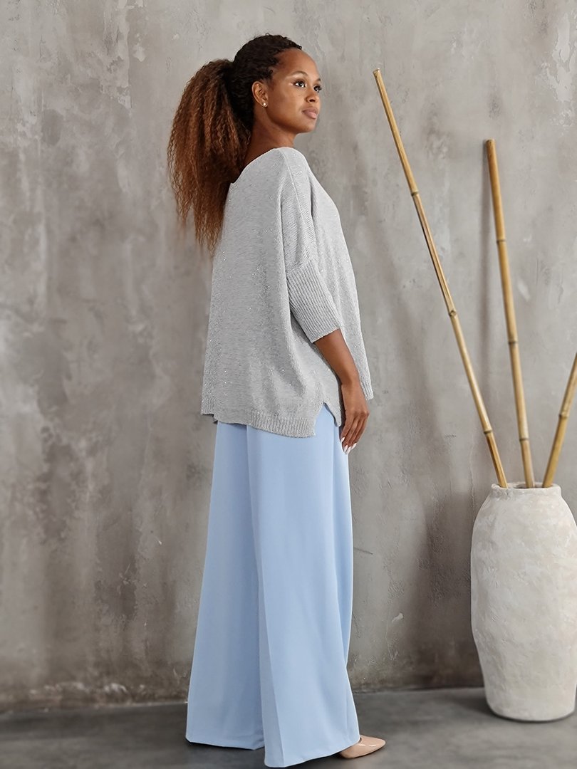 Джемпер Kontatto с рукавом 3/4 с пайетками серый, фотография №3