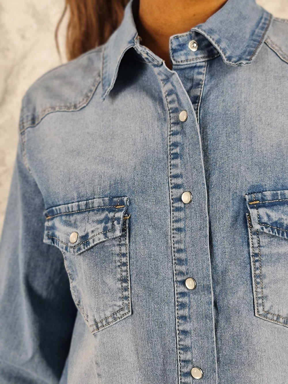 Рубашка Please джинсовая голубая, фотография №3