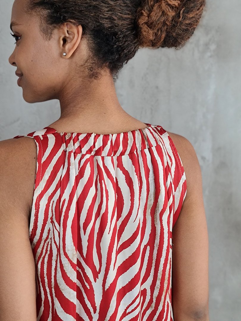 Платье STAR в полоску на резинке на спине красно-белое, фотография №3