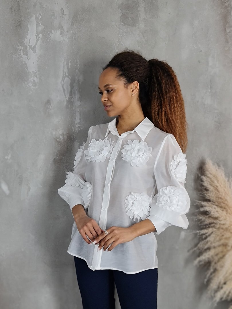 Рубашка Joleen с цветами белая, фотография №3