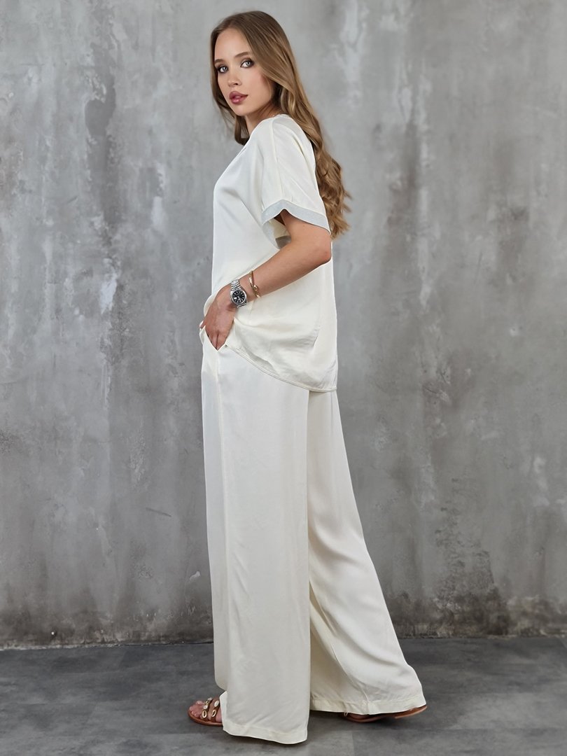 Костюм li.fe style футболка и брюки молочный, фотография №2