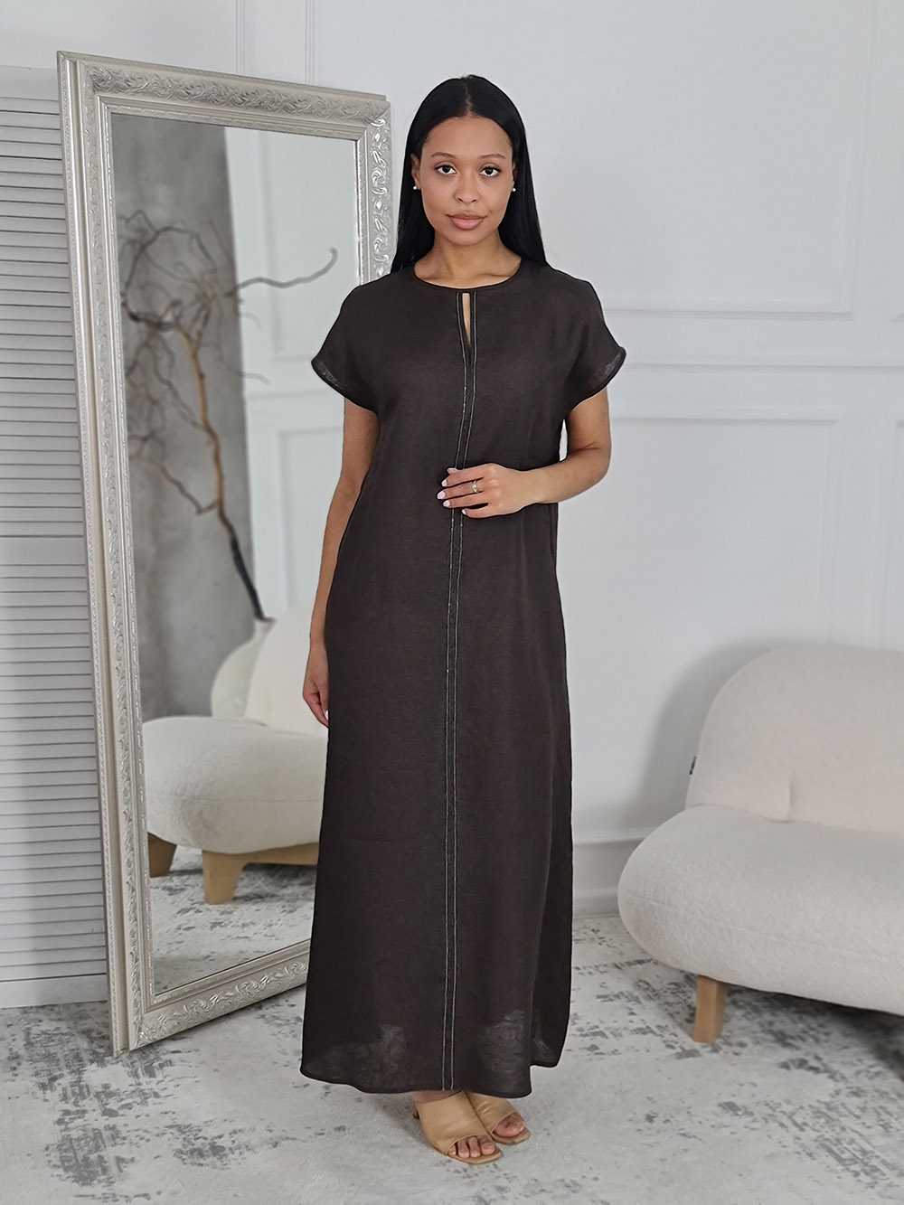 Платье Atelier Emi длинное свободное шоколад, фотография №1