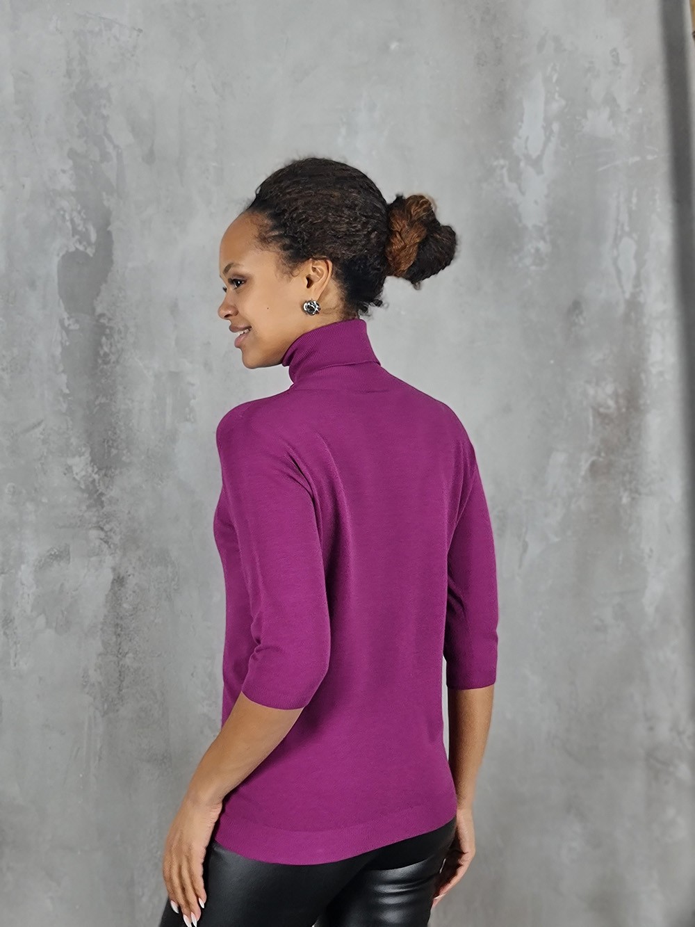 Водолазка Kontatto с короткими рукавами фиолетовая, фотография №3
