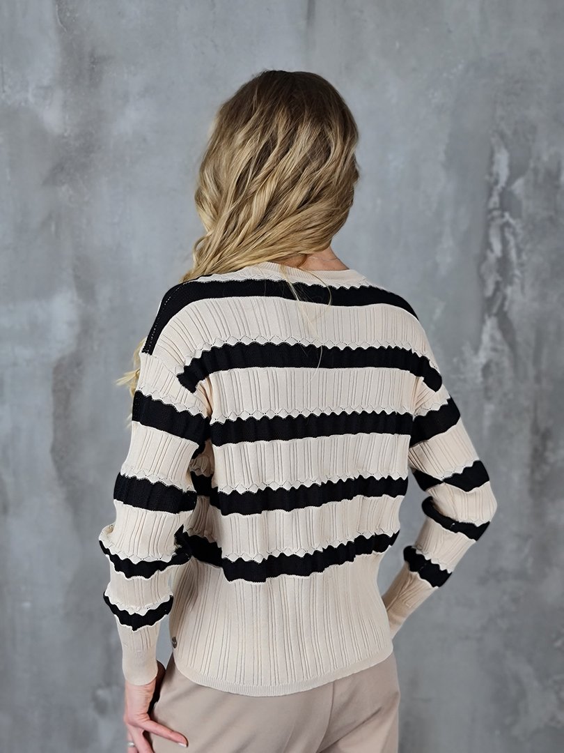 Джемпер New j в черную полоску бежевый , фотография №2