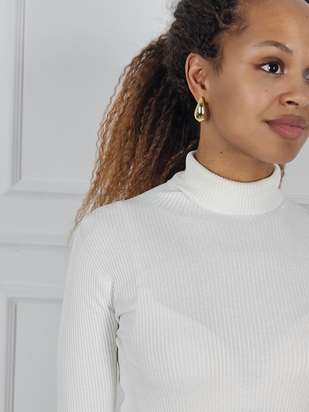 Водолазка Kontatto в рубчик белая , фотография №2