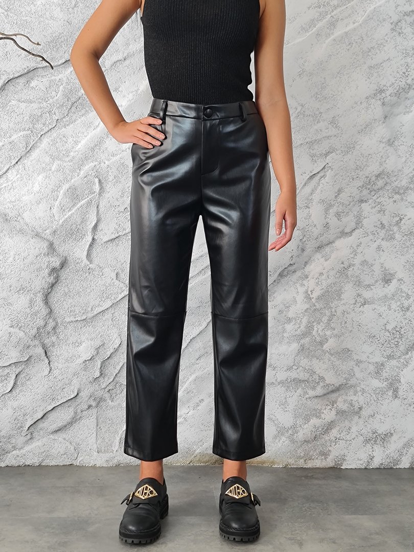 Брюки Imperial экокожа с шлевками для ремня черные, фотография №1