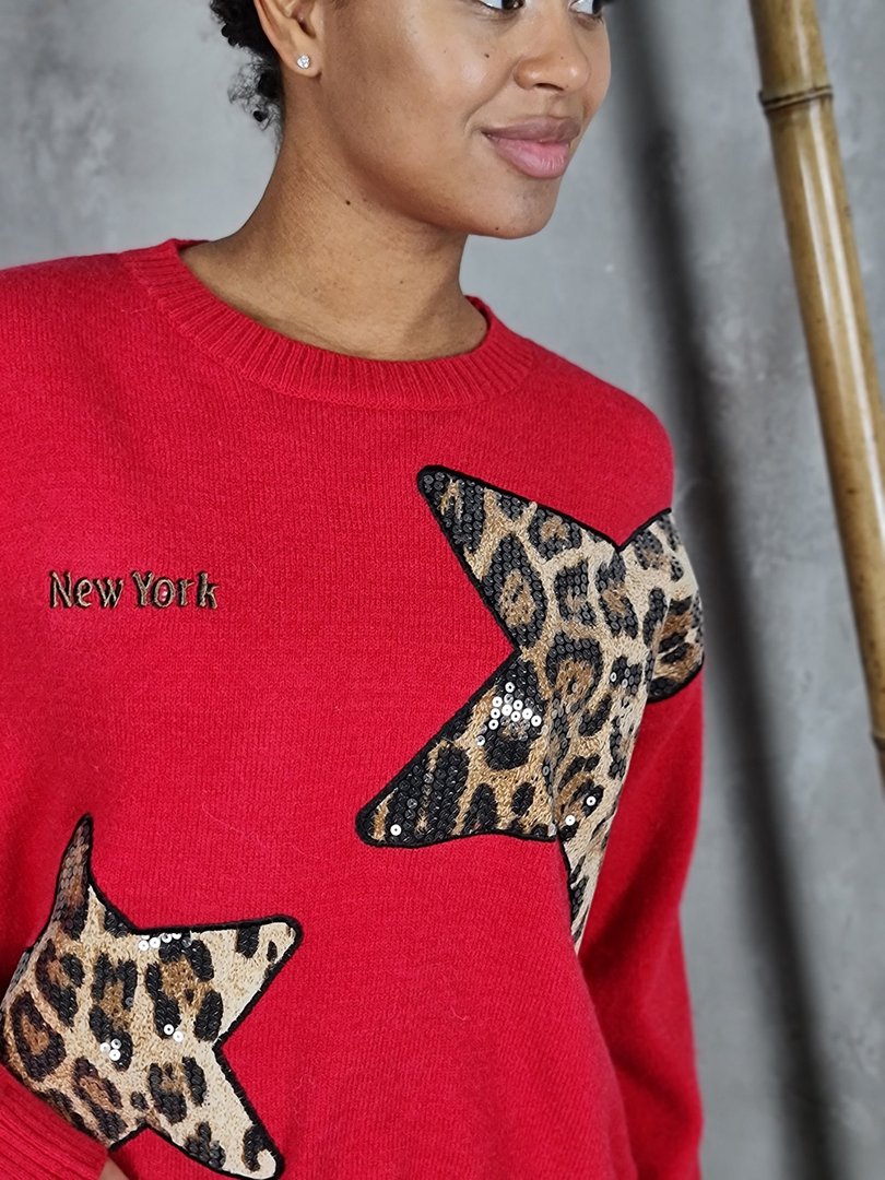 Джемпер Y Two с принтом "звезды" красный, фотография №2