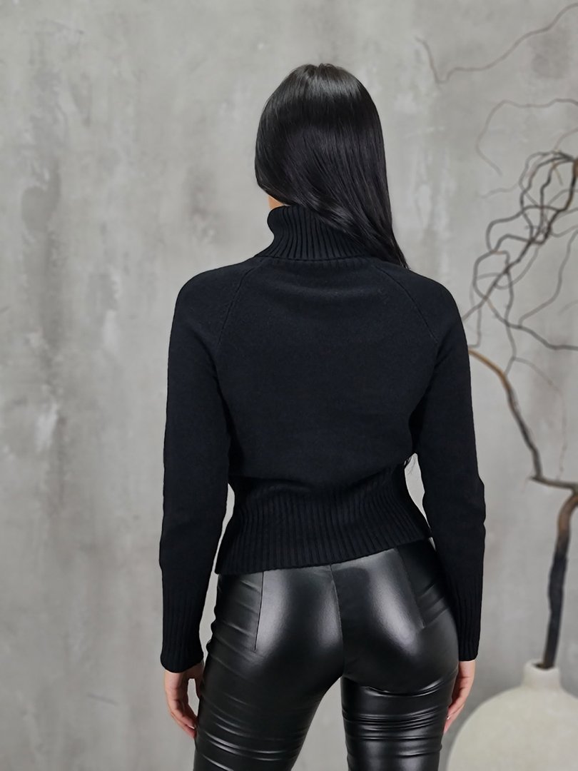 Водолазка Manosque с деталями в рубчик черная, фотография №4