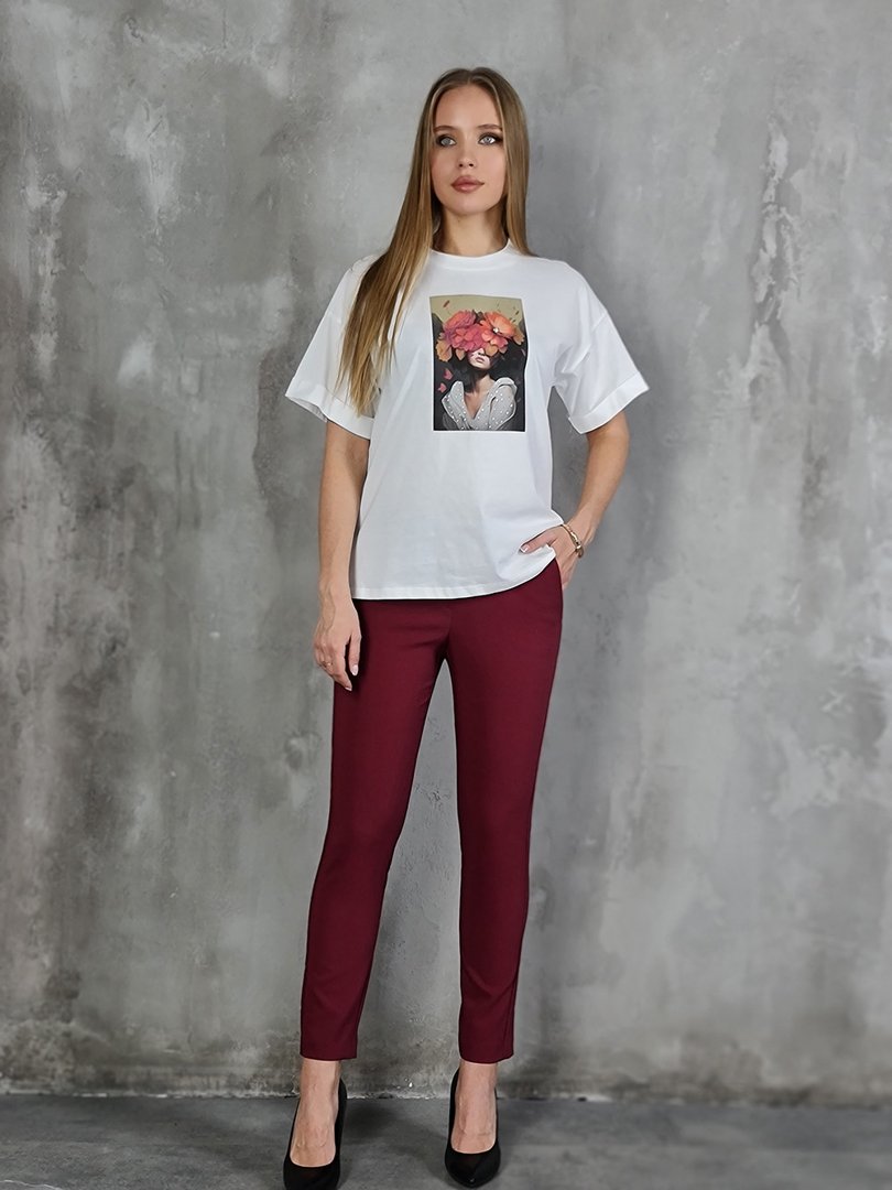 Брюки Imperial классические на резинке тёмно-фиолетовые, фотография №2