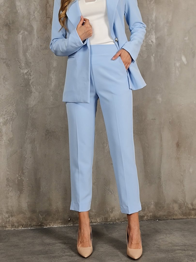 Костюм Maryley пиждак и брюки на резинке светло-голубой, фотография №4