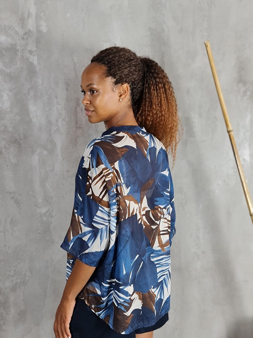 Рубашка STAR с коротким рукавом с принтом синяя, фотография №4