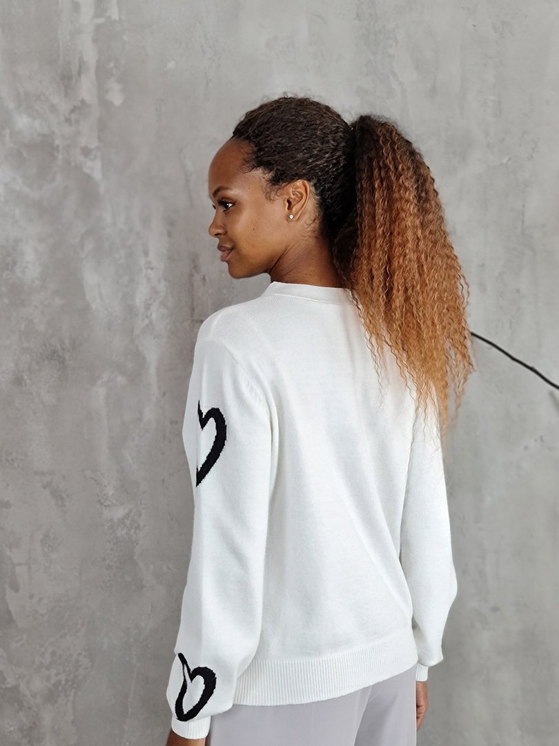 Кардиган J-Clair с сердечками белый, фотография №2