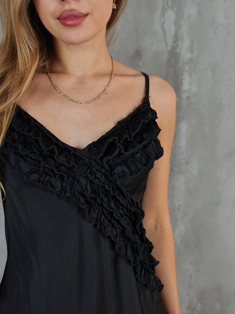 Топ My Little Italy с рюшами на груди черный, фотография №3